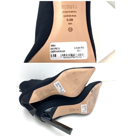 SCHUTZ Ammie Skinny Knit Socks Ankle Heel Boot in Black Size 9.5 - Picture 10 of 10
